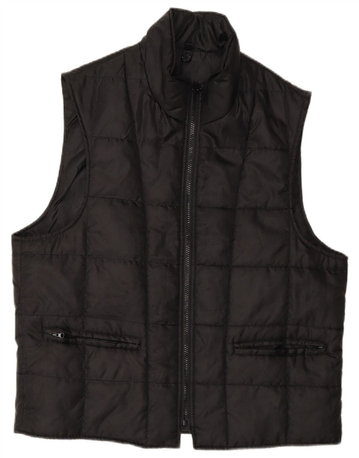 Vintage γυναικείο padded Gilet IT 52 XL Μαύρος πολυεστέρας