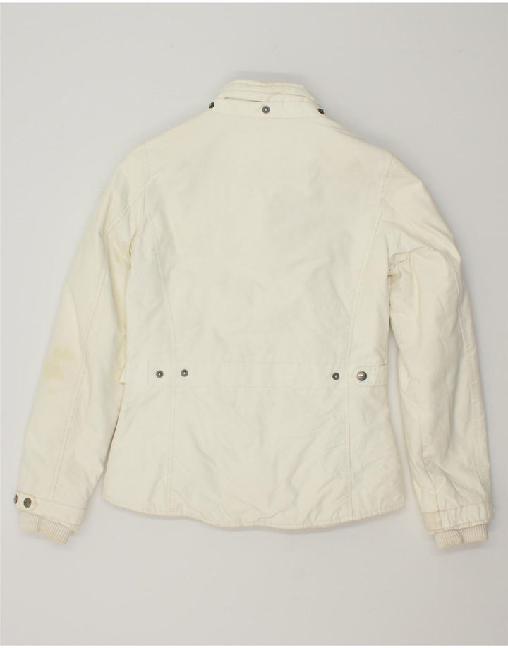 WOOLRICH Womens Bomber Jacket UK 14 Medium Off White Cotton Vintage Woolrich and Second-Hand Woolrich from Messina Hembry 
