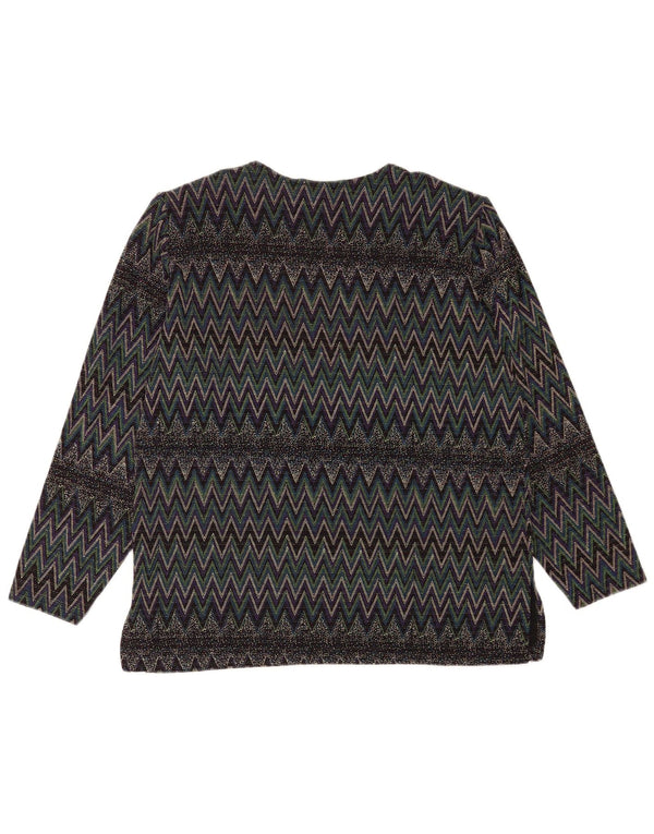 Vintage γυναικεία μακρυμάνικη μπλούζα τοπ UK 16 μεγάλα πολύχρωμα Chevron