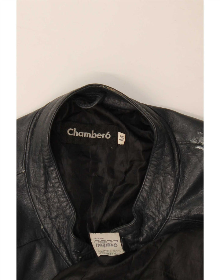 Vintage Γυναικείο Δερμάτινο Σακάκι Racer UK 14 Medium Navy Blue