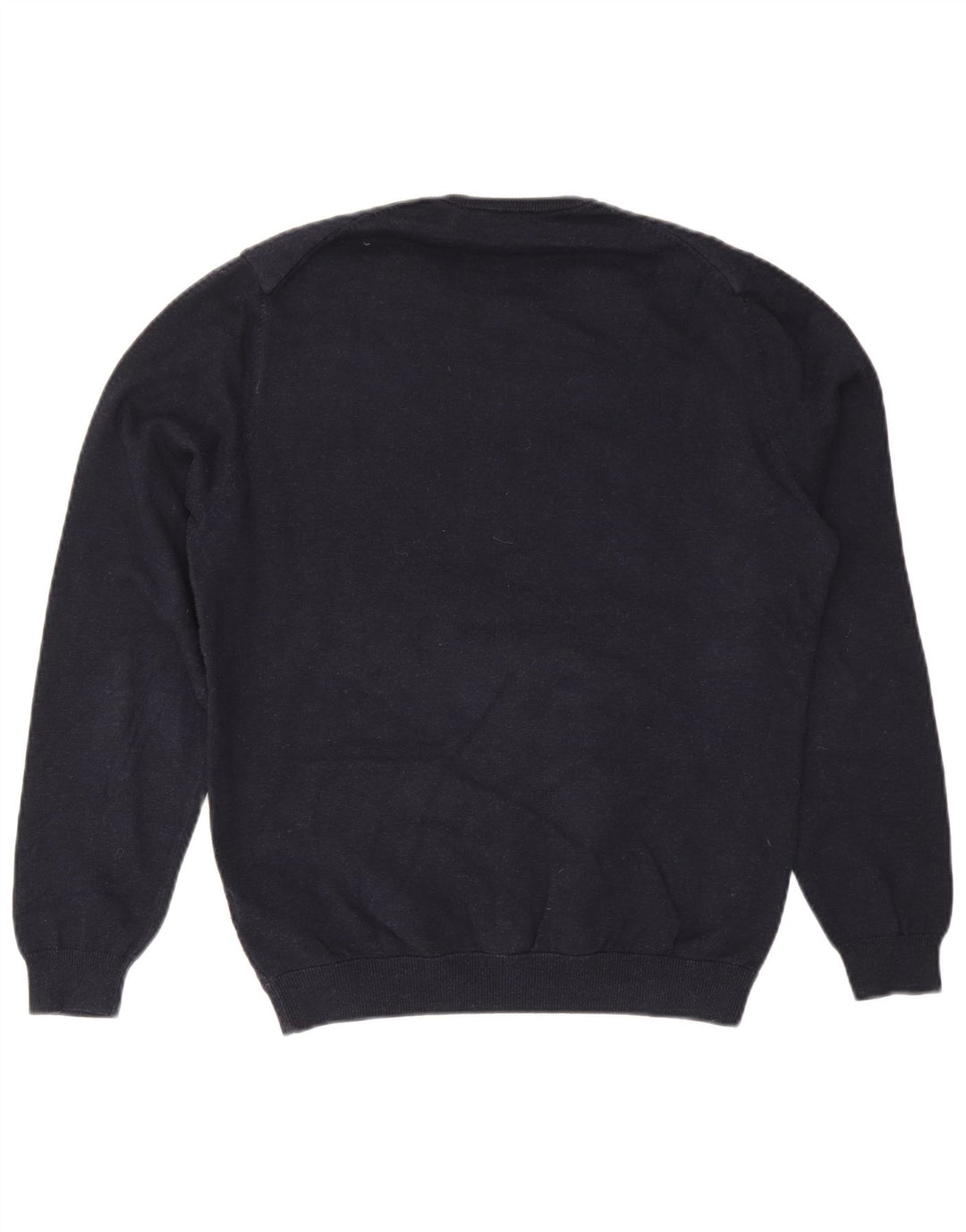 Massimo Dutti Ανδρικό πουλόβερ με λαιμόκοψη, μεσαίο μπλε βαμβακερό