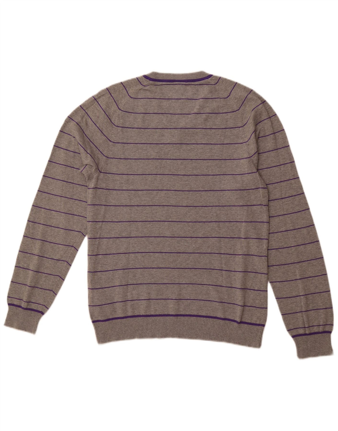 Ανδρικό πουλόβερ NIKE με V-λαιμόκοψη UK 38/40 Βαμβακερό μεσαίο γκρι ριγέ