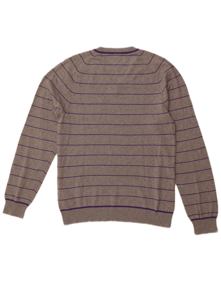 Ανδρικό πουλόβερ NIKE με V-λαιμόκοψη UK 38/40 Βαμβακερό μεσαίο γκρι ριγέ