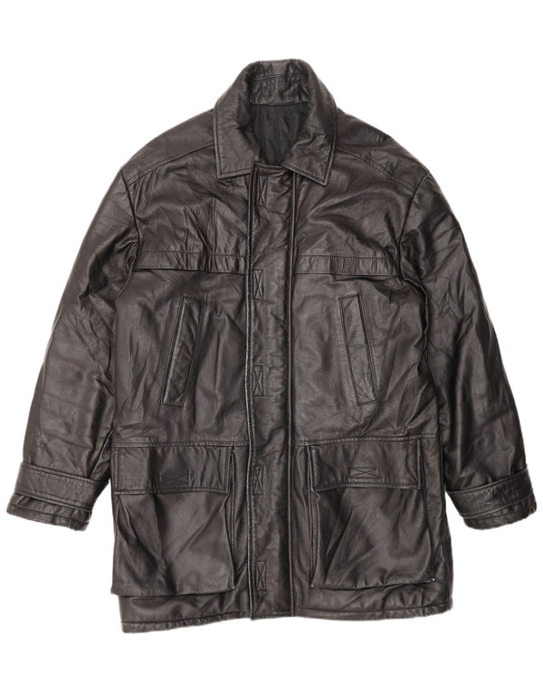 Vintage Ανδρικό Δερμάτινο Παλτό IT 48 Medium Black Leather