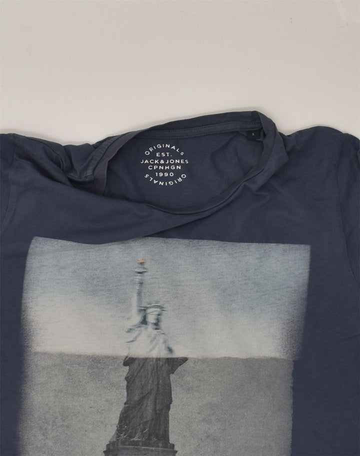 JACK & JONES Mens Graphic T-Shirt Top Small Navy Blue Cotton | Vintage Jack & Jones | Thrift | Second-Hand Jack & Jones | Used Clothing | Messina Hembry 
