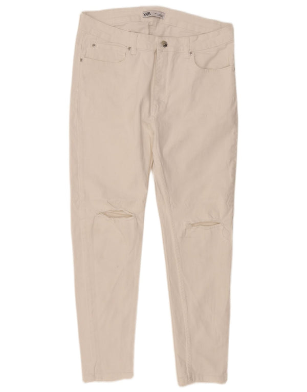 Zara Womens Distressed Skinny Jeans EU 46 XL W36 L27 Λευκό