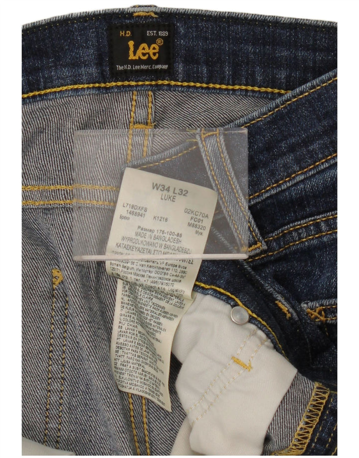 Lee Womens Luke Slim Jeans W34 L32 Blue Cotton