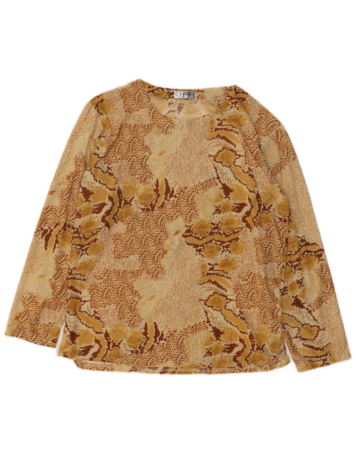 Γυναικεία μακρυμάνικη μπλούζα VINTAGE τοπ UK 18 XL μπεζ ζωικό τύπωμα βαμβακερό