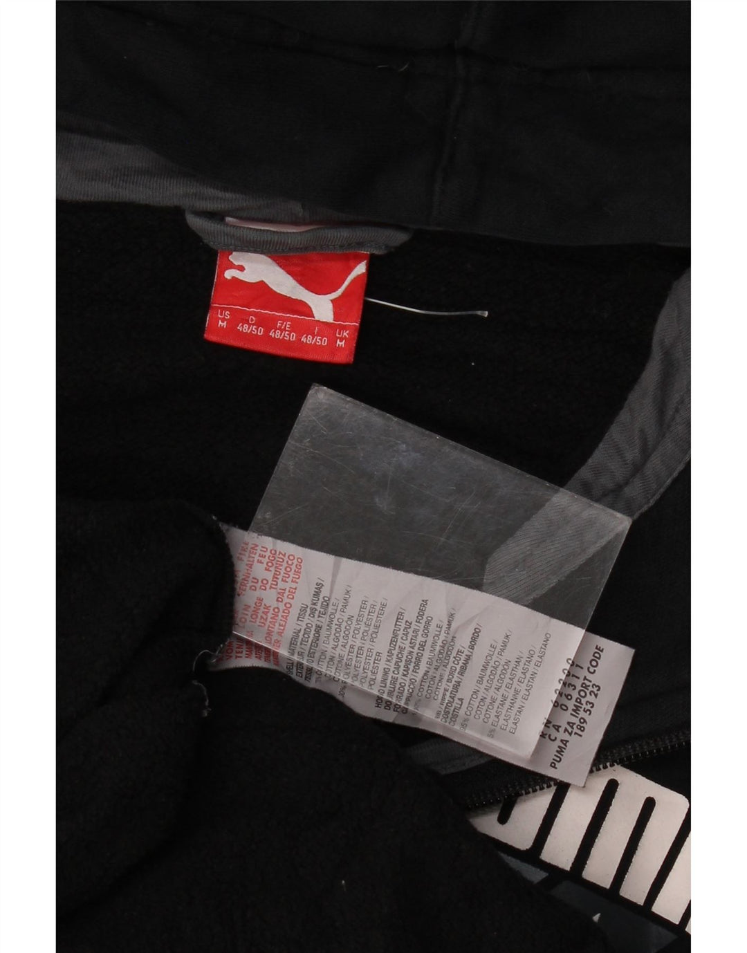 Ανδρικό πουλόβερ με κουκούλα με φερμουάρ Puma, μεσαίο μαύρο βαμβακερό