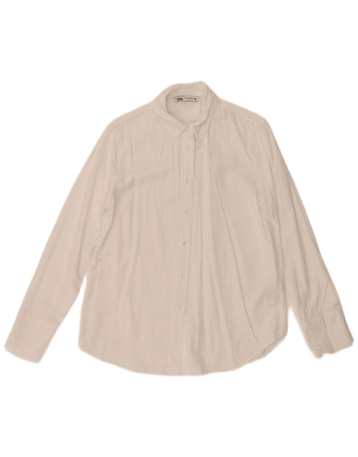 Zara Γυναικείο πουκάμισο UK 10 Small White Lyocell