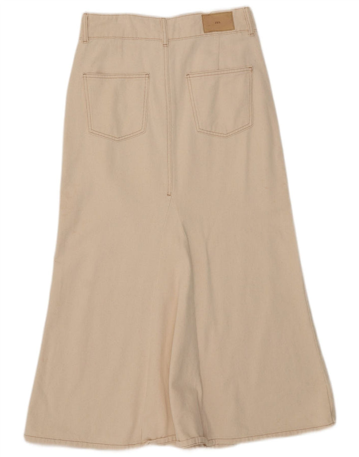 Zara Γυναικεία Midi Φούστα Medium W29 Beige Βαμβακερή