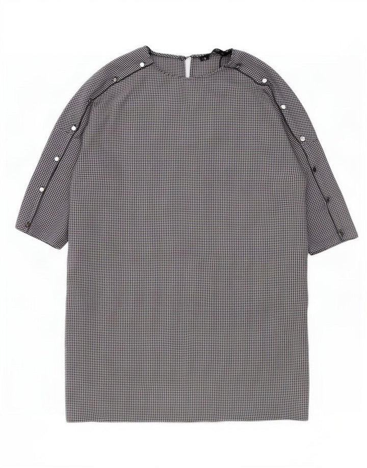 Zara Γυναικείο φόρεμα 3/4 Sleeve Shift UK 16 μεγάλο μαύρο πολυεστέρα Houndstooth