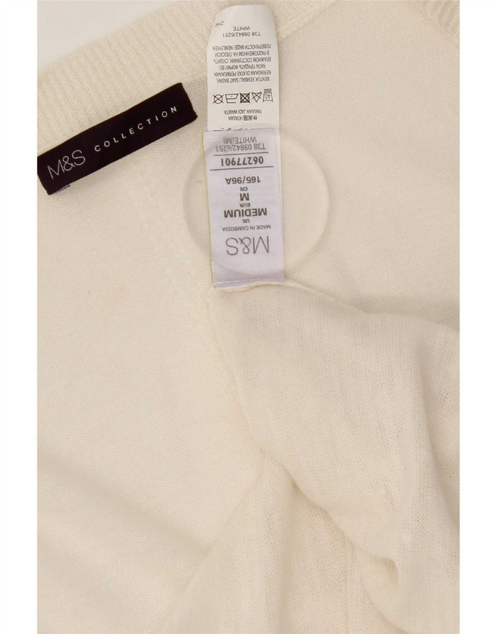 Marks & Spencer Γυναικείο Longline ανοιχτό πουλόβερ ζακέτα UK 14 Medium White