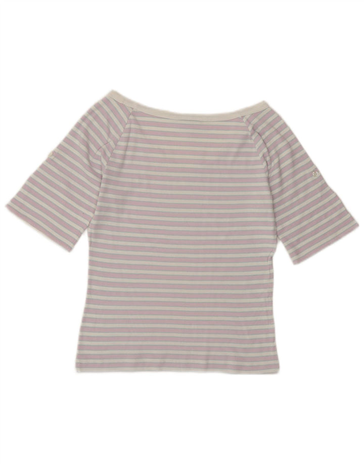 Γυναικείο μπλουζάκι LACOSTE Crop Off Shoulder Top EU 38 Medium Purple ριγέ