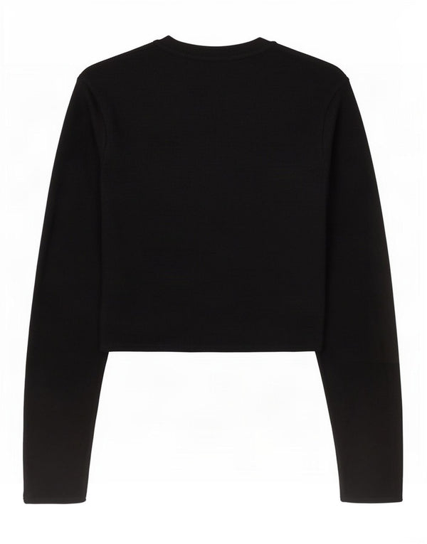 Zara Γυναικείο Crop Top μακρυμάνικο UK 8 Small Black Viscose