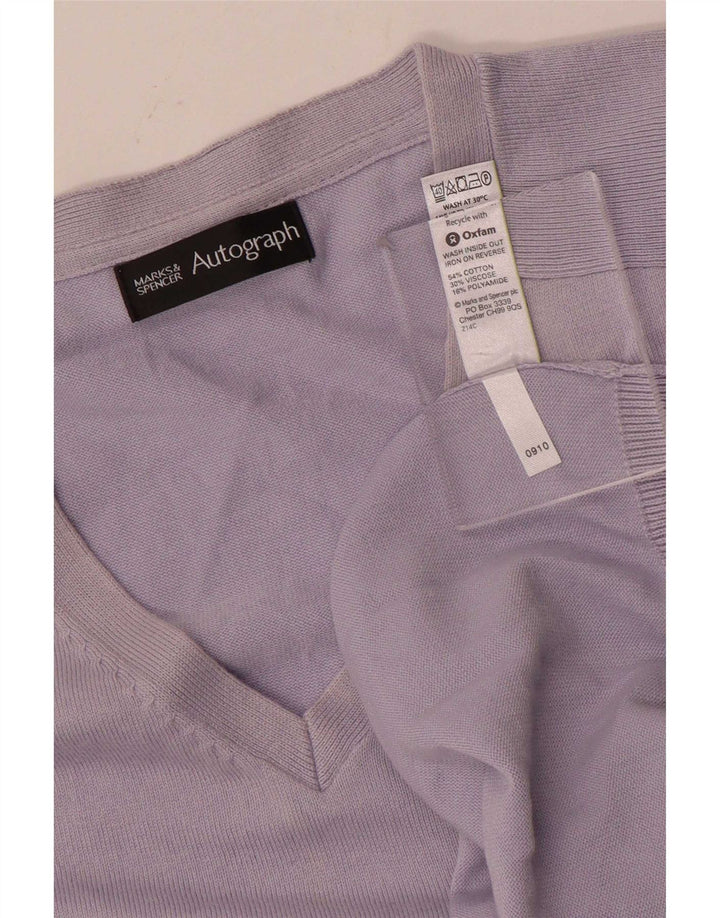 Ανδρικό πουλόβερ Marks & Spencer Autograph V-Neck Jumper μεγάλο μπλε βαμβακερό