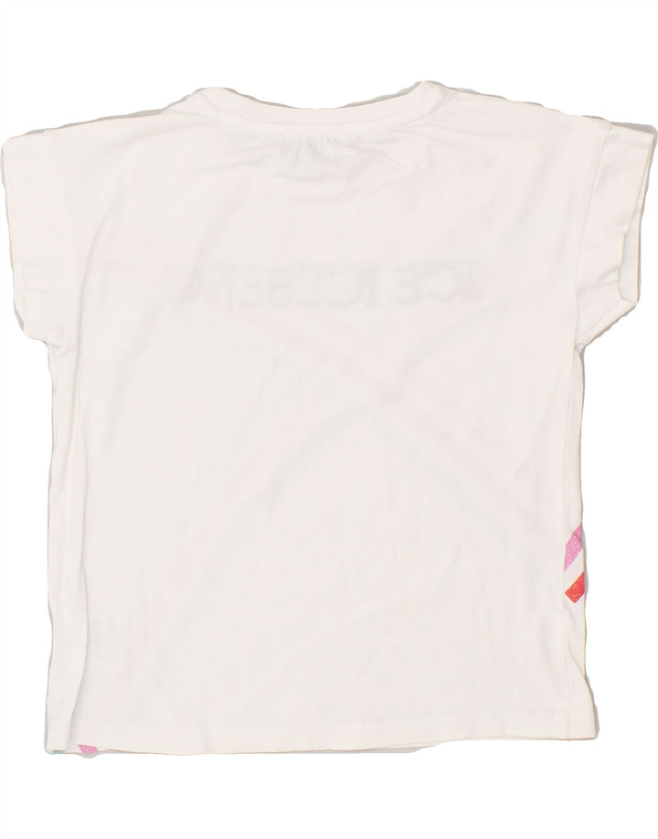ICEBERG Girls Graphic T-Shirt Top 5-6 Years White Striped Cotton | Vintage Iceberg | Thrift | Second-Hand Iceberg | Used Clothing | Messina Hembry 