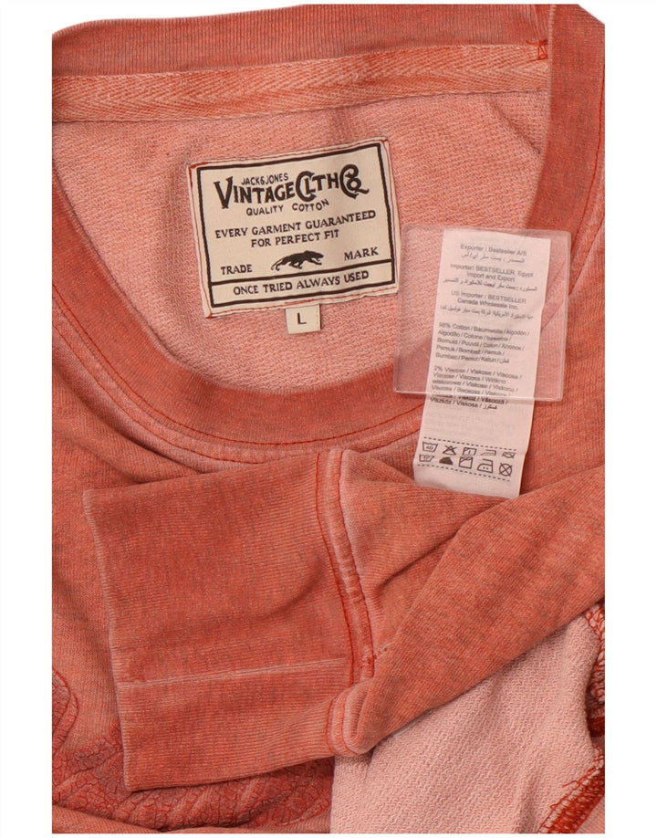 JACK & JONES Ανδρικό γραφικό τοπ μακρυμάνικο μεγάλο ροζ βαμβακερό
