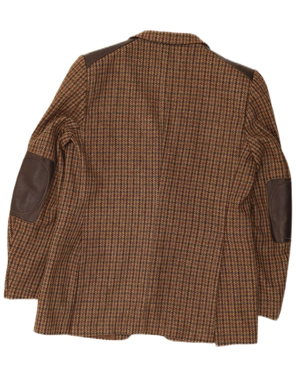 Vintage Ανδρικό τζάκετ με 2 κουμπιά σακάκι IT 52 XL καφέ μαλλί Houndstooth