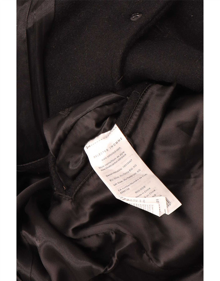 Επιλεγμένο ανδρικό πανωφόρι Homme UK 42 XL Μαύρο Μάλλινο