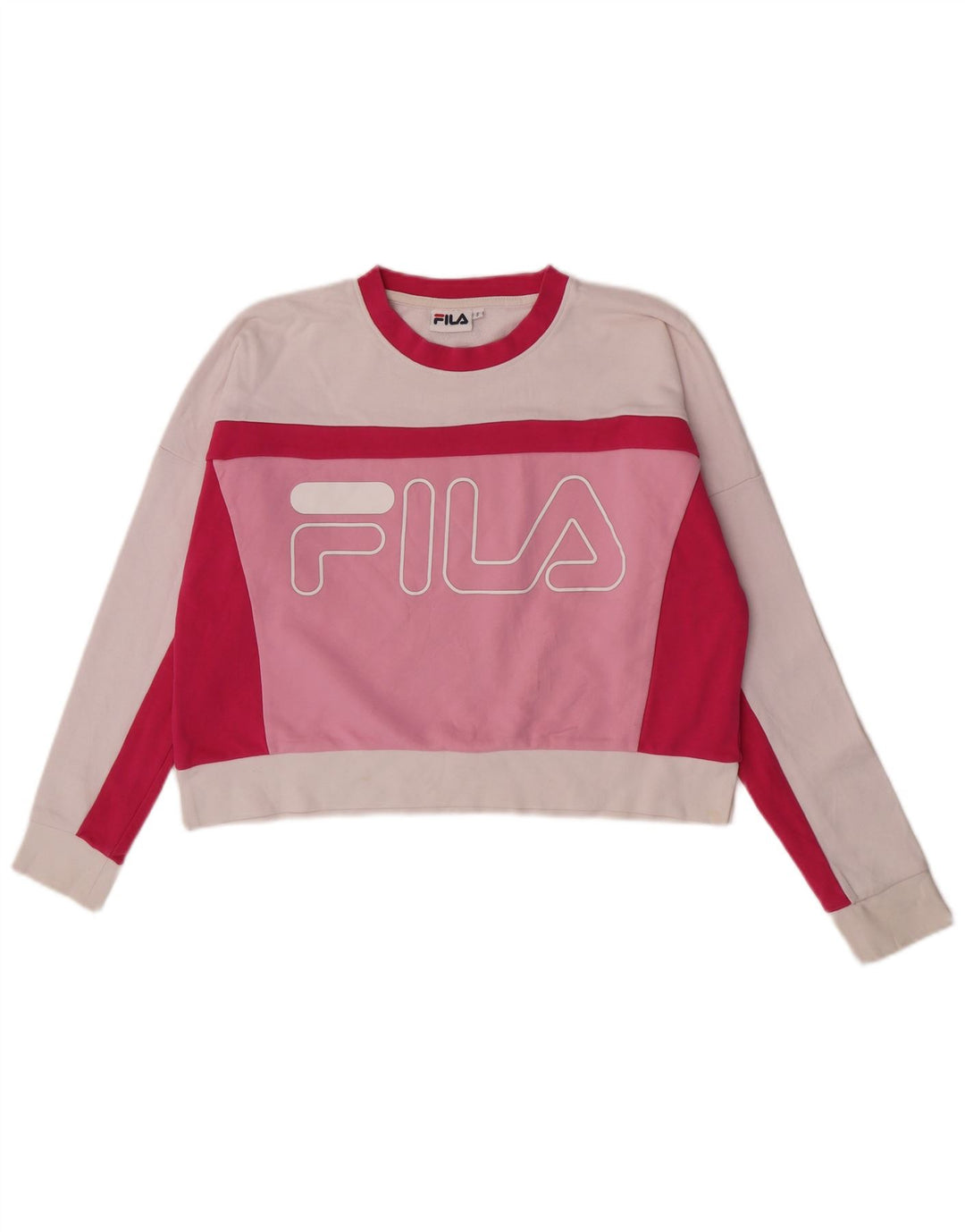 Fila Γυναικεία φούτερ υπερμεγέθη Crop Jumper UK 10 Small Pink Colourblock