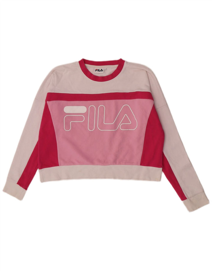 Fila Γυναικεία φούτερ υπερμεγέθη Crop Jumper UK 10 Small Pink Colourblock