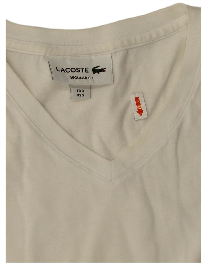 Ανδρικό μπλουζάκι Lacoste, κανονική εφαρμογή, κορυφαίο μέγεθος 3, μικρό λευκό βαμβακερό