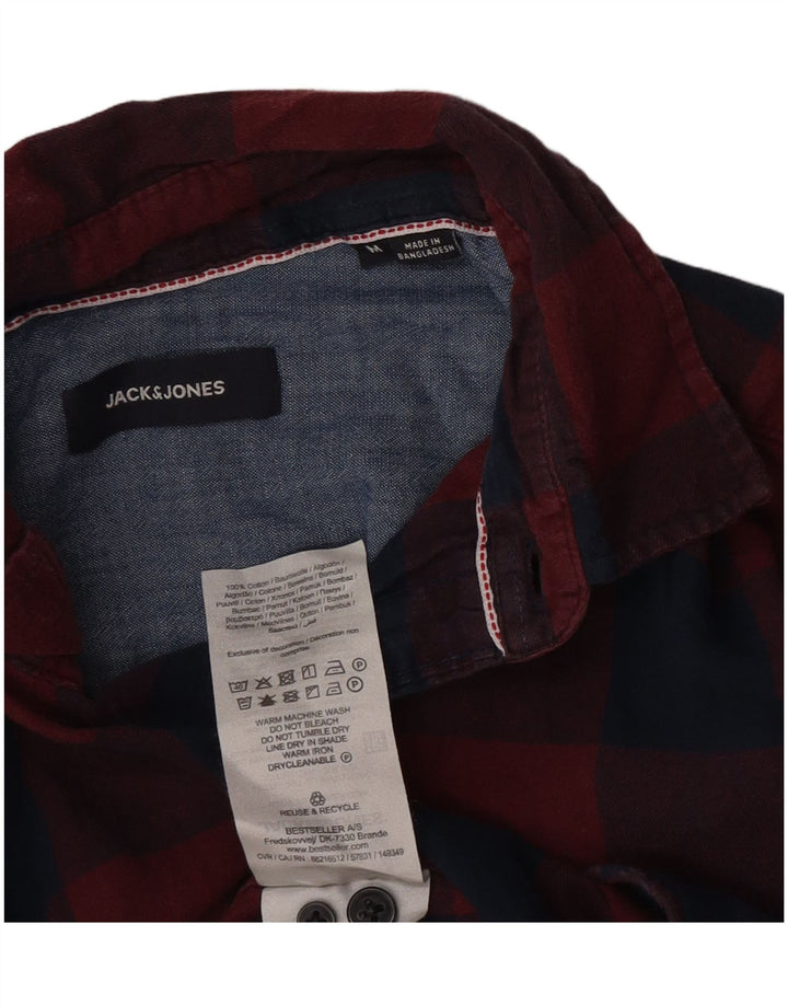 Ανδρικό φανελένιο πουκάμισο Jack & Jones, μεσαίο μπορντό, βαμβακερό Gingham