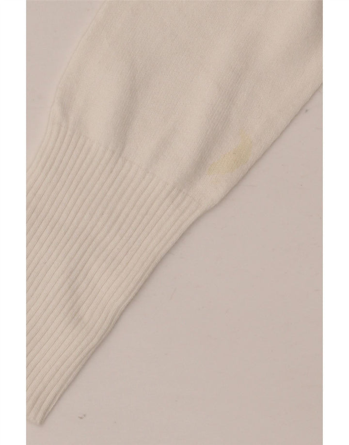 Zara Γυναικείο πουλόβερ ζακέτα Longline UK 12 μεσαίο λευκό βαμβακερό