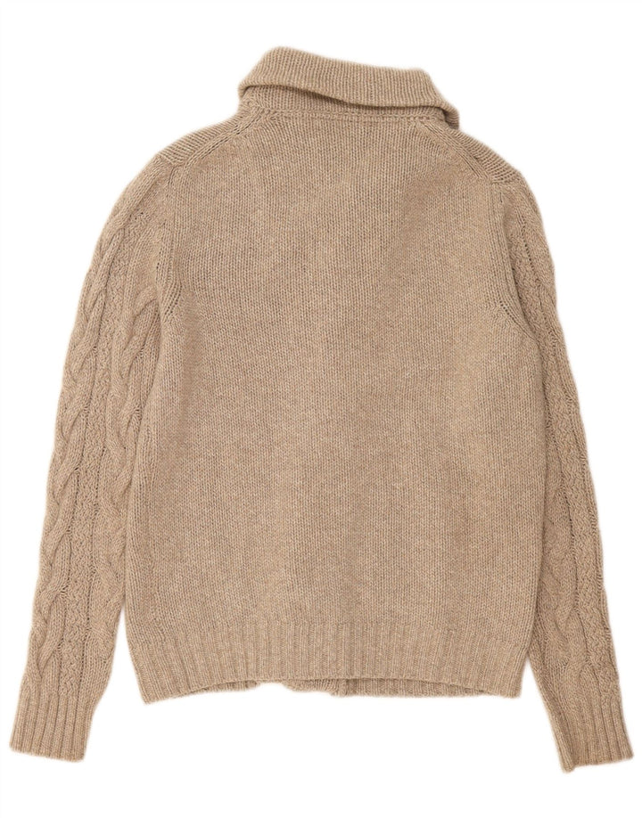 Ανδρικό πουλόβερ ζακέτα Massimo Dutti Μεγάλο μπεζ μαλλί
