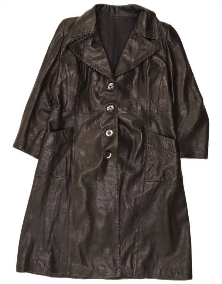 VINTAGE Γυναικείο Δερμάτινο Παλτό IT 48 XL Μαύρο