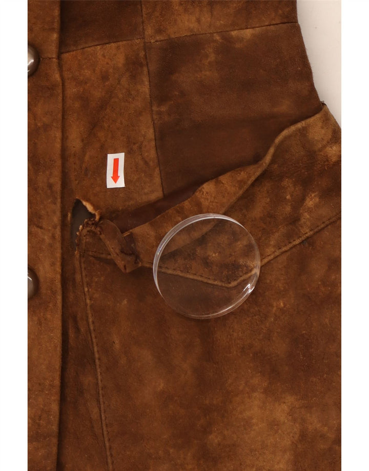 Vintage γυναικείο σουέτ πανωφόρι UK 10 Small Brown