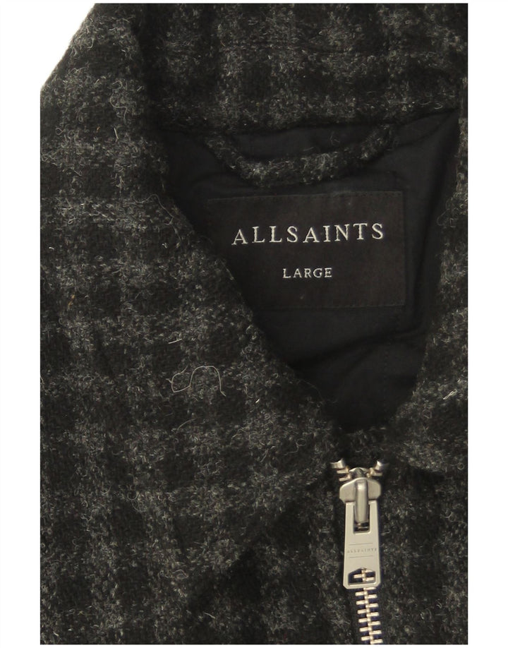 All Saints Ανδρικό μπουφάν μπουφάν UK 40 Large Grey Check Wool