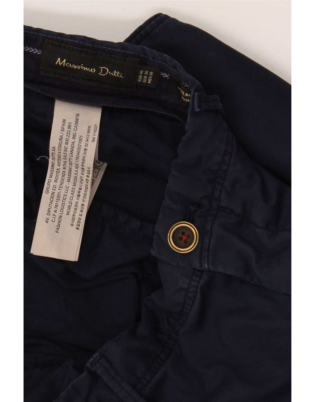 MASSIMO DUTTI Ανδρικό λεπτό παντελόνι Chino EU 46 XL W36 L32 Navy Blue βαμβακερό