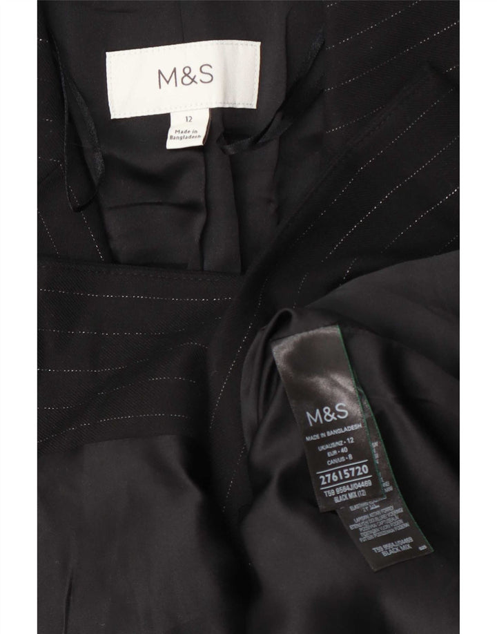 Marks & Spencer Γυναικείο σακάκι με 1 κουμπί UK 12 μέτριο μαύρο ριγέ