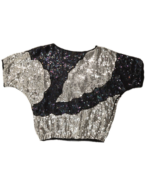 Vintage γυναικεία βραδινή μπλούζα με παγιέτες Top UK 10 Small πολύχρωμα