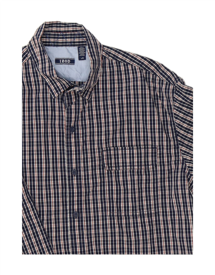 IZOD Mens Shirt Large Navy Blue Check Cotton Vintage Izod and Second-Hand Izod from Messina Hembry 