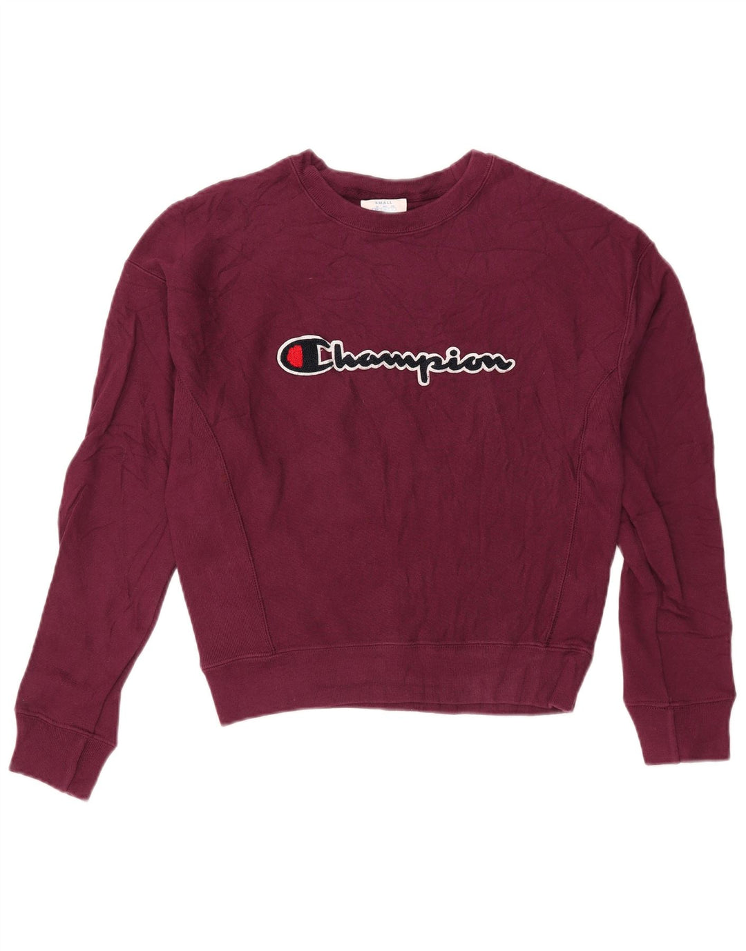 CHAMPION Γυναικεία γραφικά υπερμεγέθη φούτερ Jumper UK 10 Small Burgundy