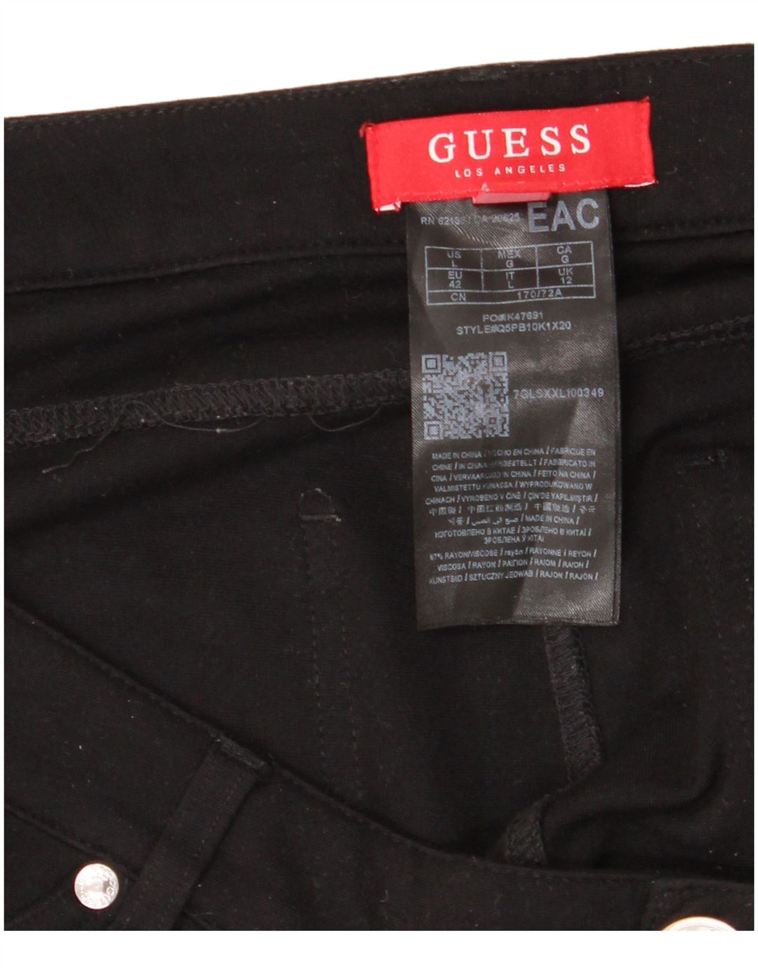 GUESS Γυναικείο ψηλόμεσο στενό παντελόνι UK 12 Medium W34 L27 Μαύρο