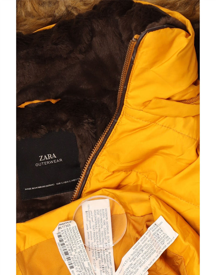 Zara Γυναικείο μπουφάν με κουκούλα UK 10 Small Yellow Polyester