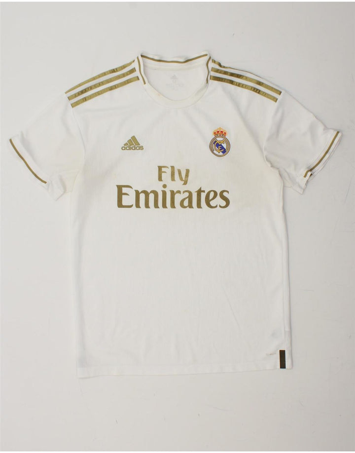 Ανδρικό γραφικό μπλουζάκι ADIDAS Real Madrid Top μεσαίο λευκό πολυεστέρας