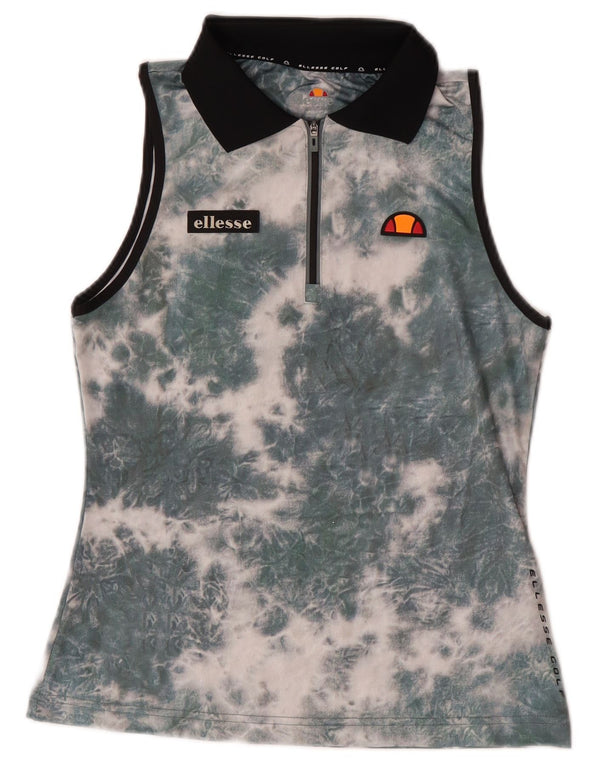 Ellesse γυναικείο αμάνικο μπλουζάκι πόλο με φερμουάρ UK 8 Small Green Tie Dye