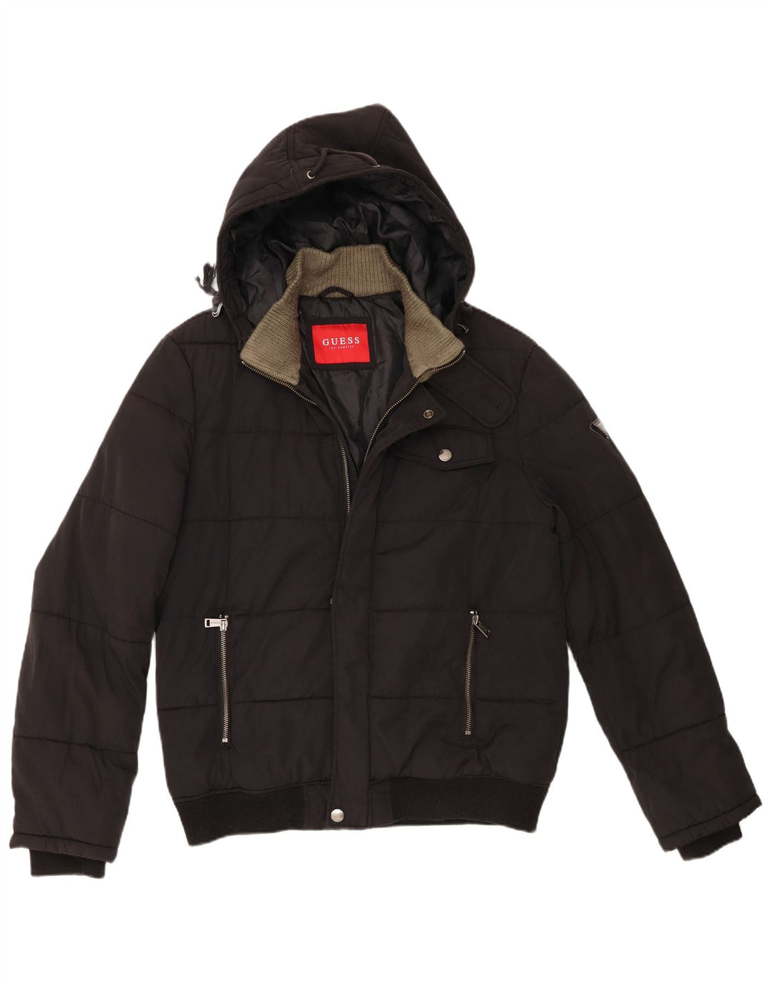 Ανδρικό μπουφάν Guess Hooded UK 40 Large Black Polyamide