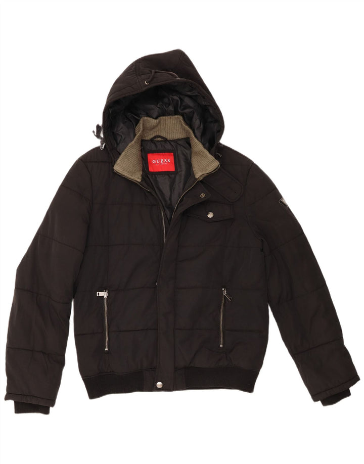 Ανδρικό μπουφάν Guess Hooded UK 40 Large Black Polyamide