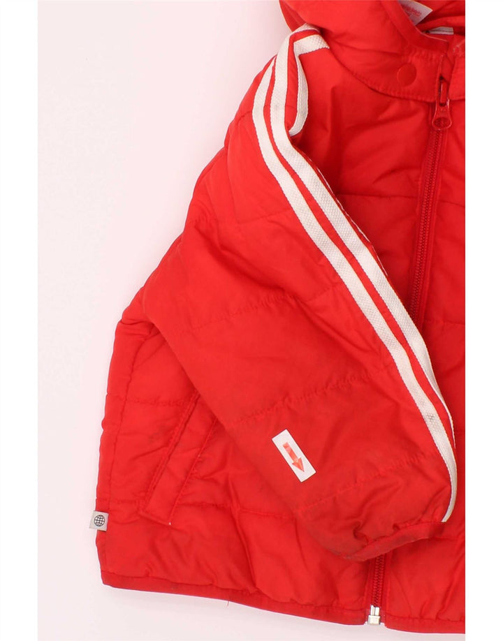 Μπουφάν Adidas Baby Boys με κουκούλα με επένδυση 9-12 μηνών κόκκινο πολυεστέρα
