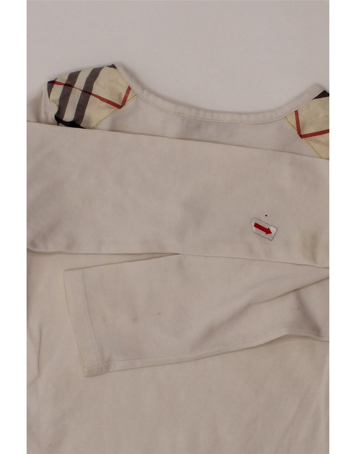 BURBERRY Girls Top Μακρυμάνικο 5-6 ετών Λευκό Check