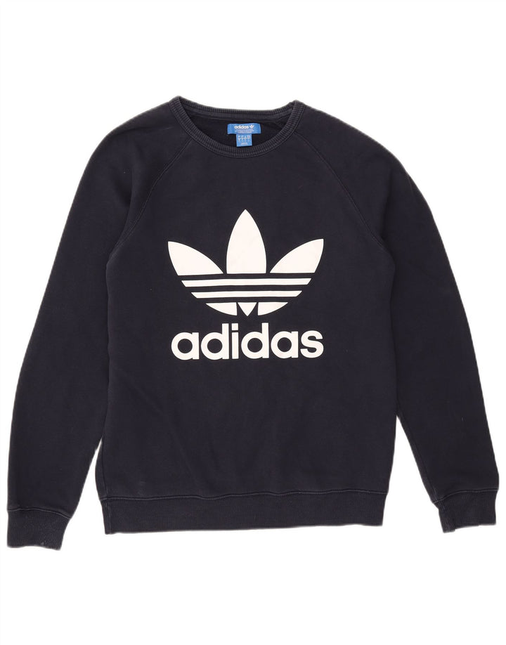Ανδρικό γραφικό φούτερ Adidas Jumper Small Navy Blue από βαμβακερό