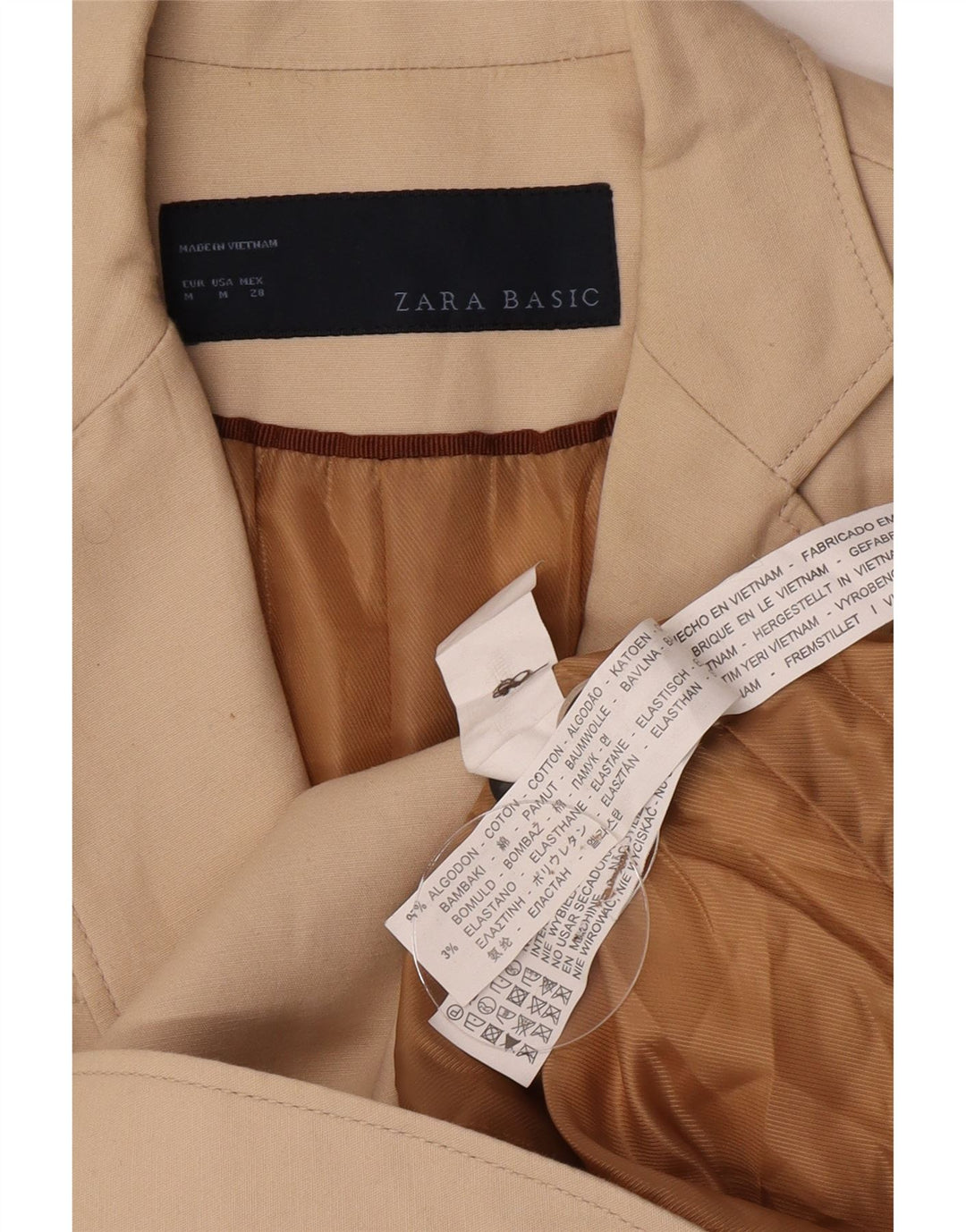 Zara Γυναικείο Μπλέιζερ Μπουφάν UK 14 Βαμβακερό μεσαίο μπεζ