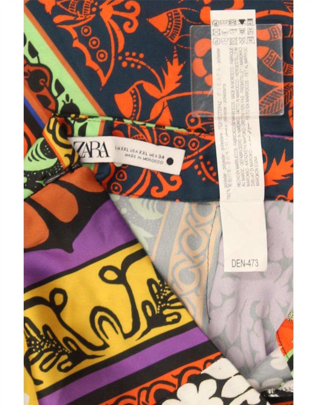 Zara Γυναικεία Midi Φούστα 2XL W36 Πολύχρωμο Patchwork Πολυεστέρας