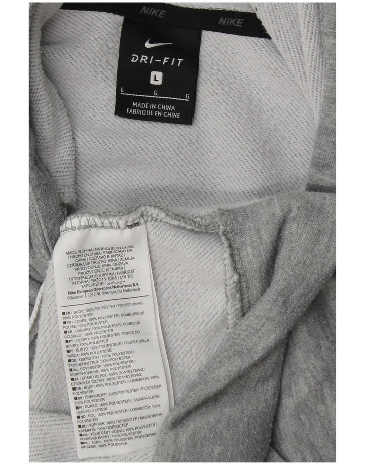 Nike ανδρικό Dri Fit Graphic Hoodie Jumper Μεγάλο γκρι πολυεστέρας